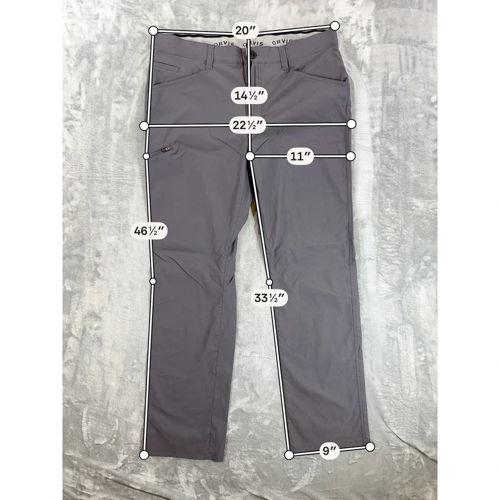 Orvis Performance Tech Stretch Hiking Pants Mens Size 38x34 Gray Outdoors Pants